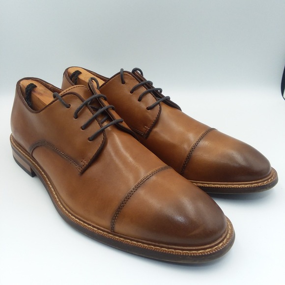 Vince Camuto Loxley Cap Toe Oxfords Mens 9M Cognac Leather Derby Dress Shoes EUC main image 11